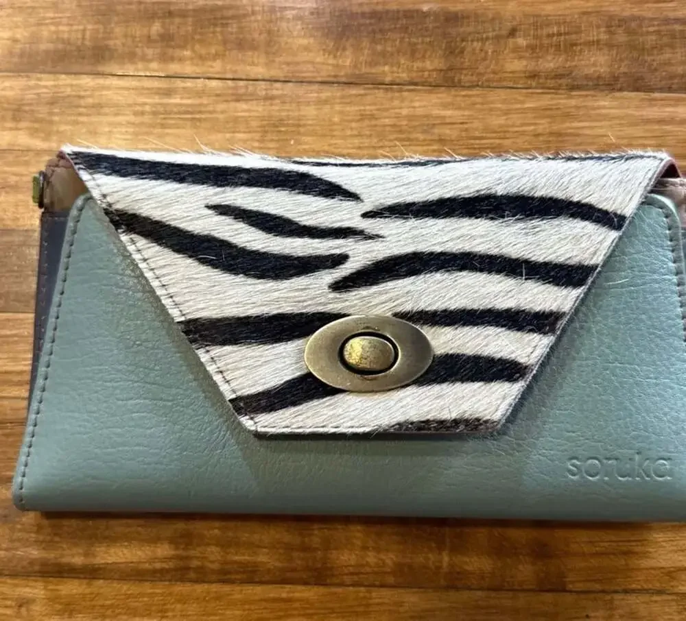 Soruka Genuine Leather Zebra Haircalf Clutch Wallet (y)